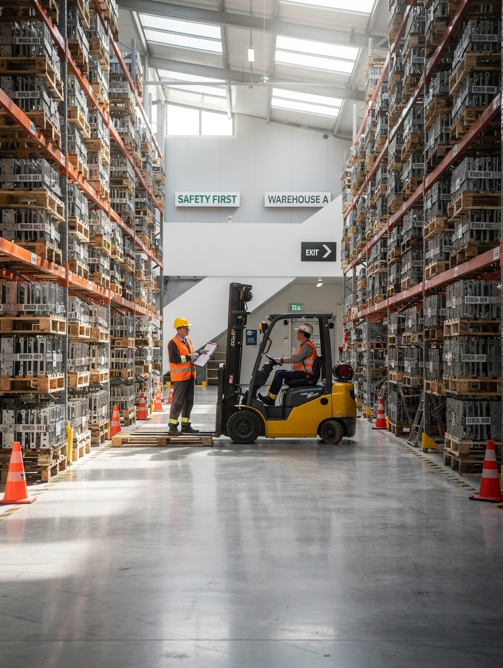 Organized steel inventory racks inside a professional metal service center